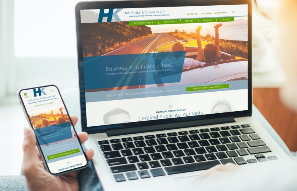 Hall Kistler website on desktop and mobile
